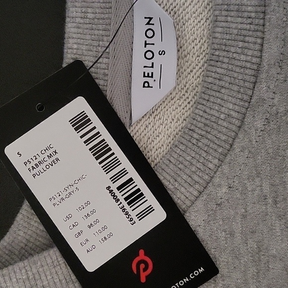 Peleton Chic Fabric Mix Gray Pink Purple Pullover Sweatshirt Windbreaker Size S - Picture 7 of 8